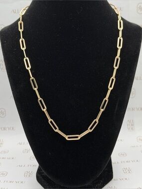14K Gold Filled Paperclip Link Necklace– Minimalist Elegant Chain